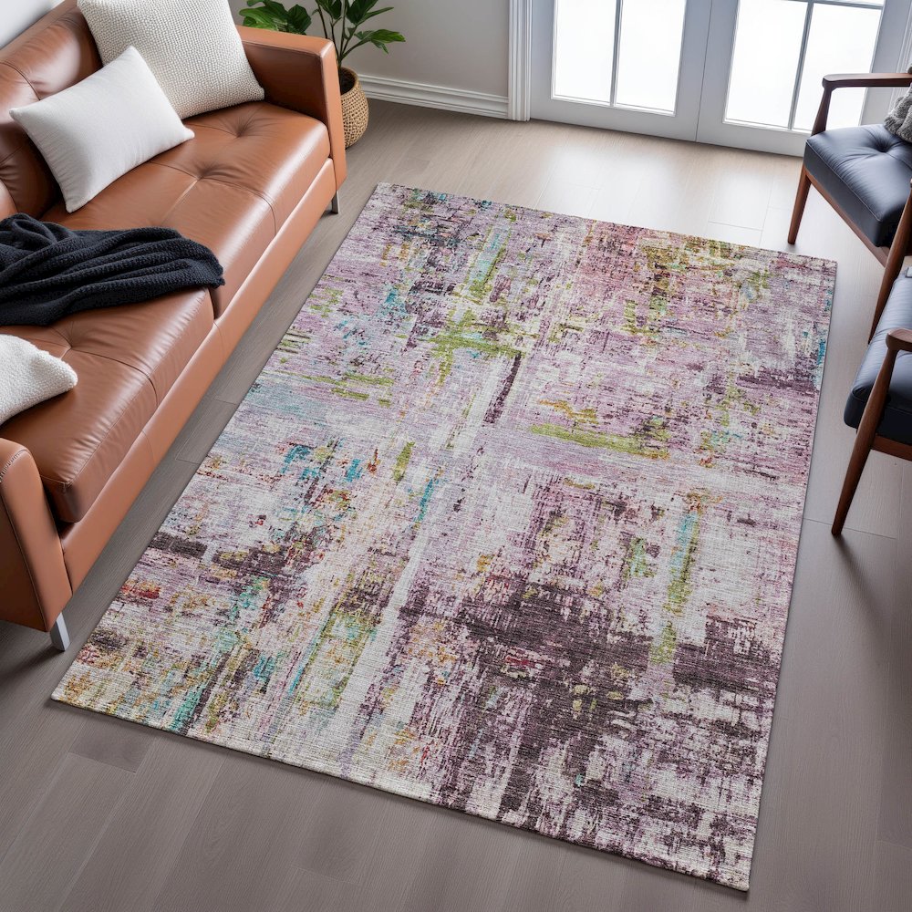 Premium Machine Washable Mayfield AMF1194 Lavender 8' x 10' Rug. Picture 6