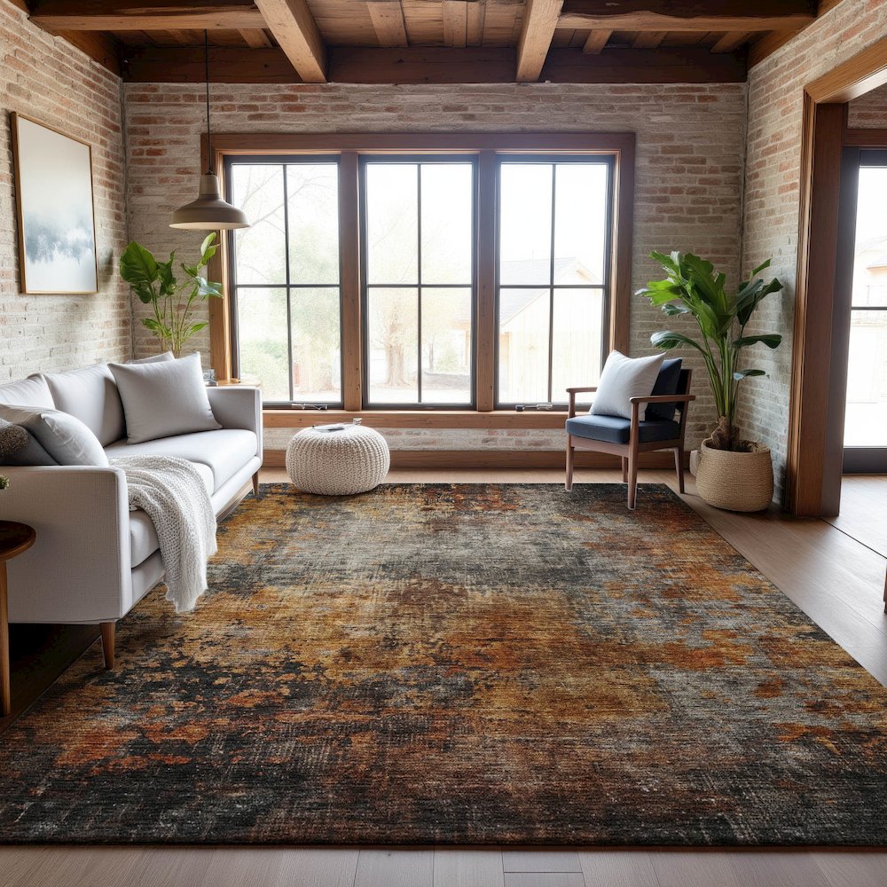Premium Machine Washable Mayfield AMF1210 Paprika 8' x 10' Rug. Picture 5
