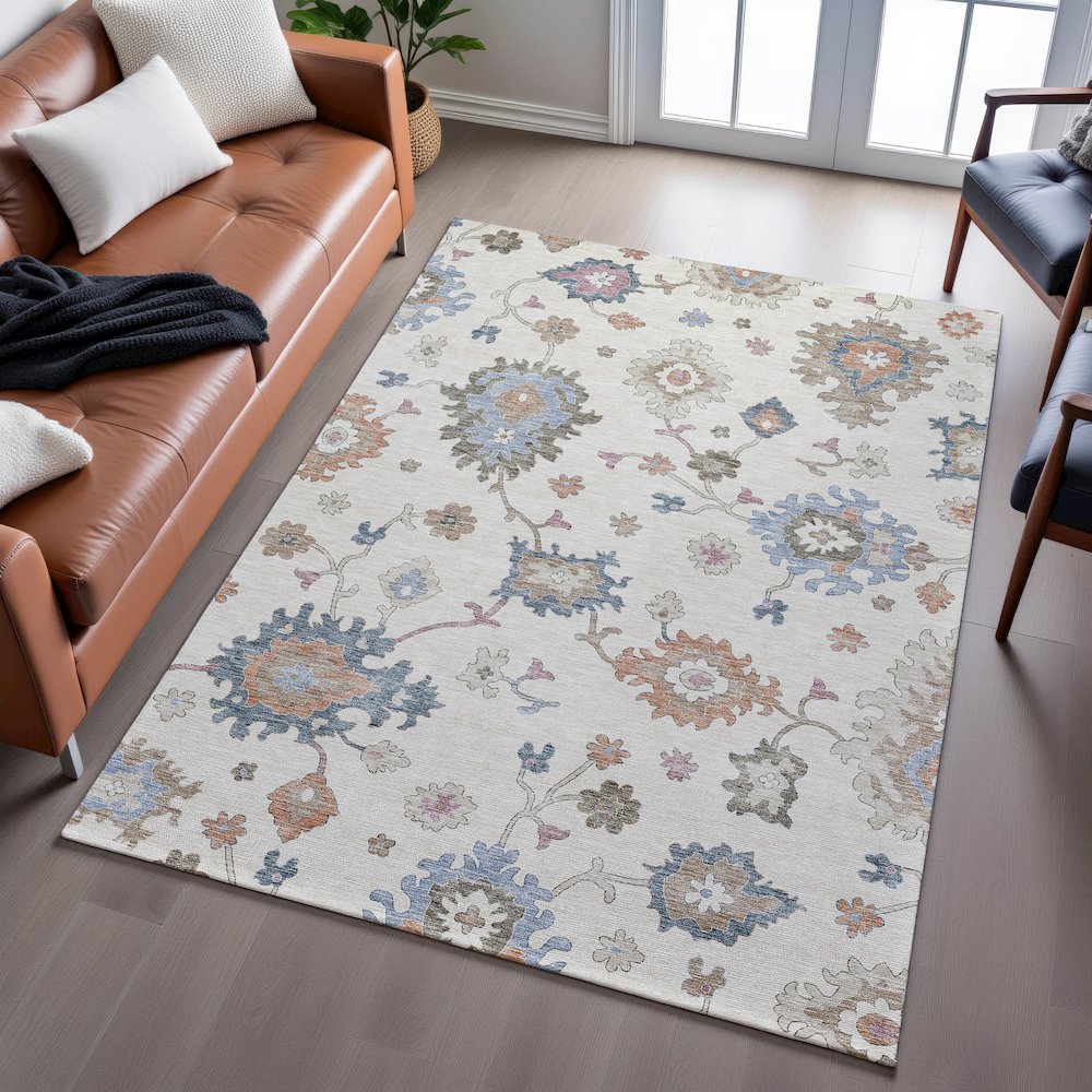 Premium Machine Washable Mayfield AMF1218 Ivory 8' x 10' Rug. Picture 6