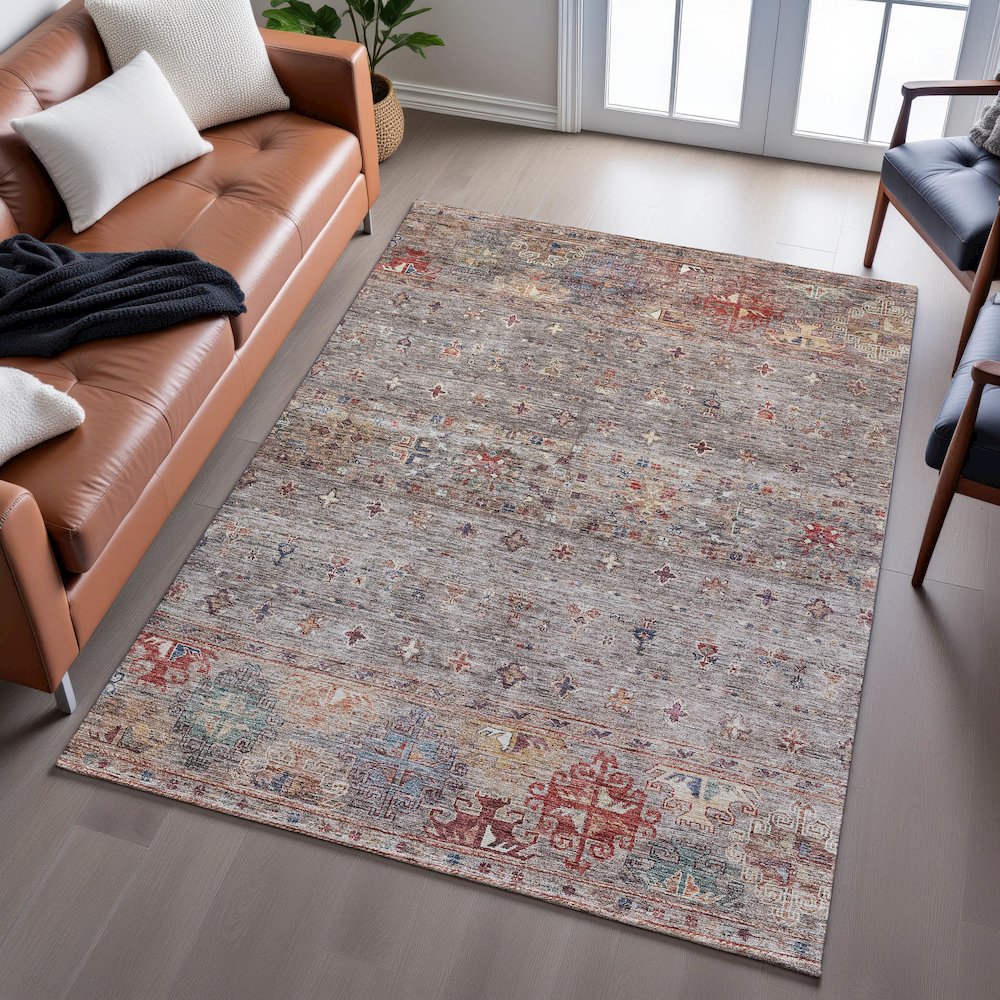 Premium Machine Washable Mayfield AMF1220 Gray 8' x 10' Rug. Picture 6