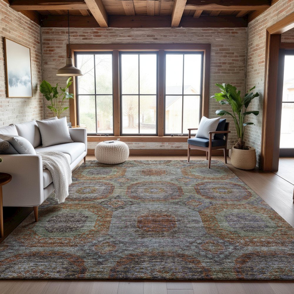 Premium Machine Washable Mayfield AMF1221 Paprika 8' x 10' Rug. Picture 5