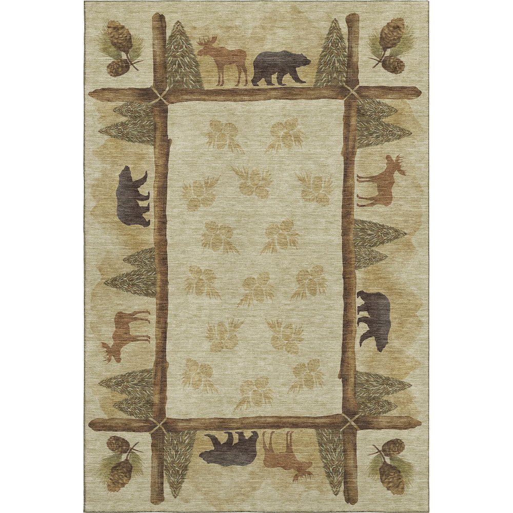 Premium Machine Washable Mayfield  Khaki 8' x 10' Rug. Picture 1