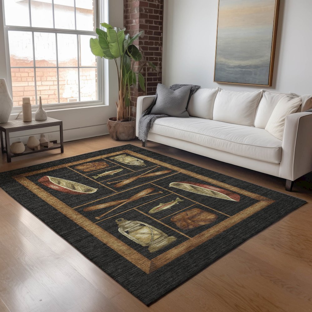 Premium Machine Washable Mayfield  Midnight 8' x 10' Rug. Picture 5