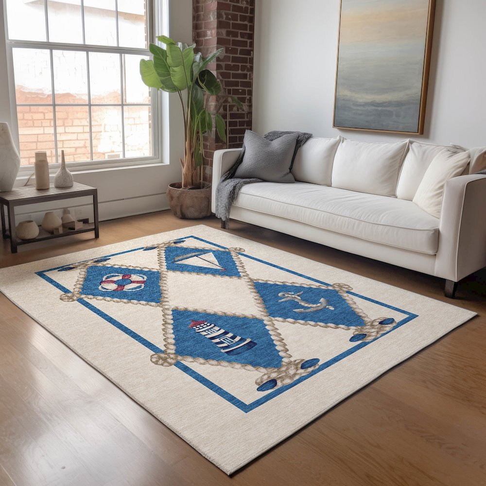 Premium Machine Washable Mayfield  Ivory 8' x 10' Rug. Picture 5