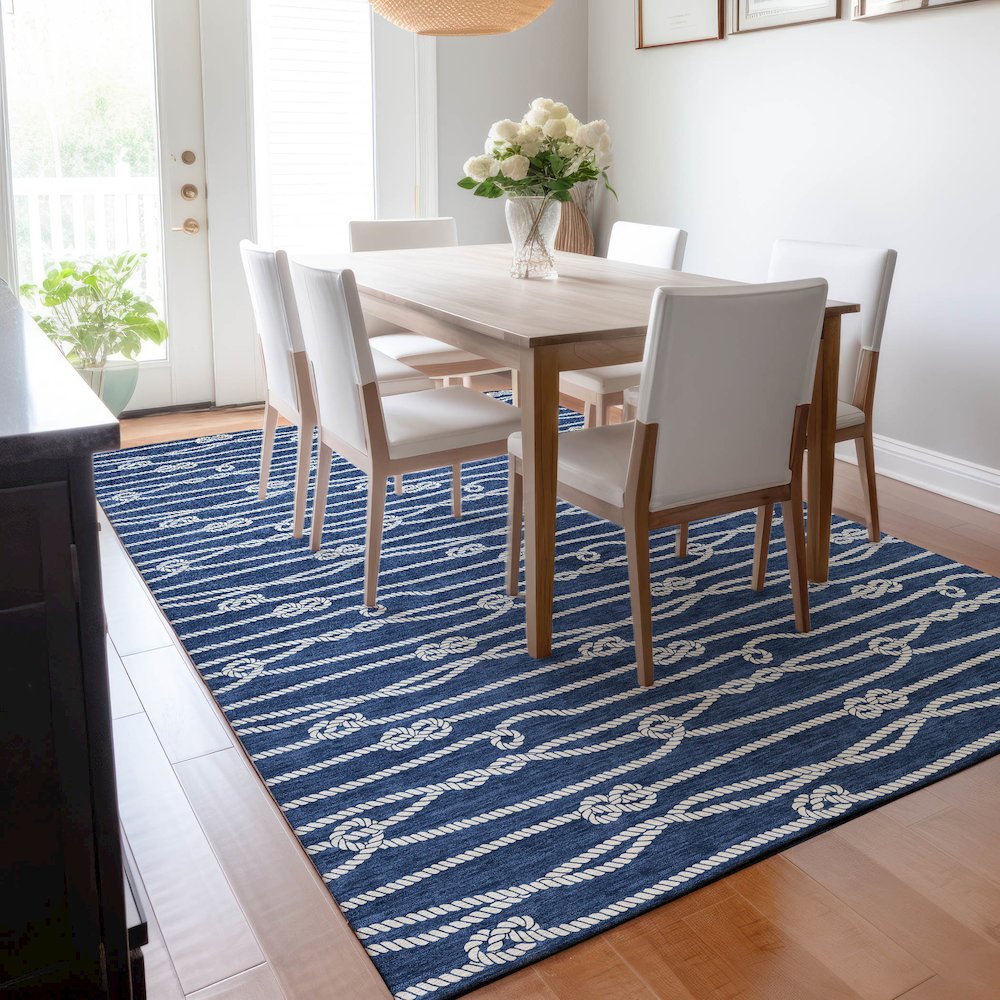 Premium Machine Washable Mayfield  Navy 8' x 10' Rug. Picture 6
