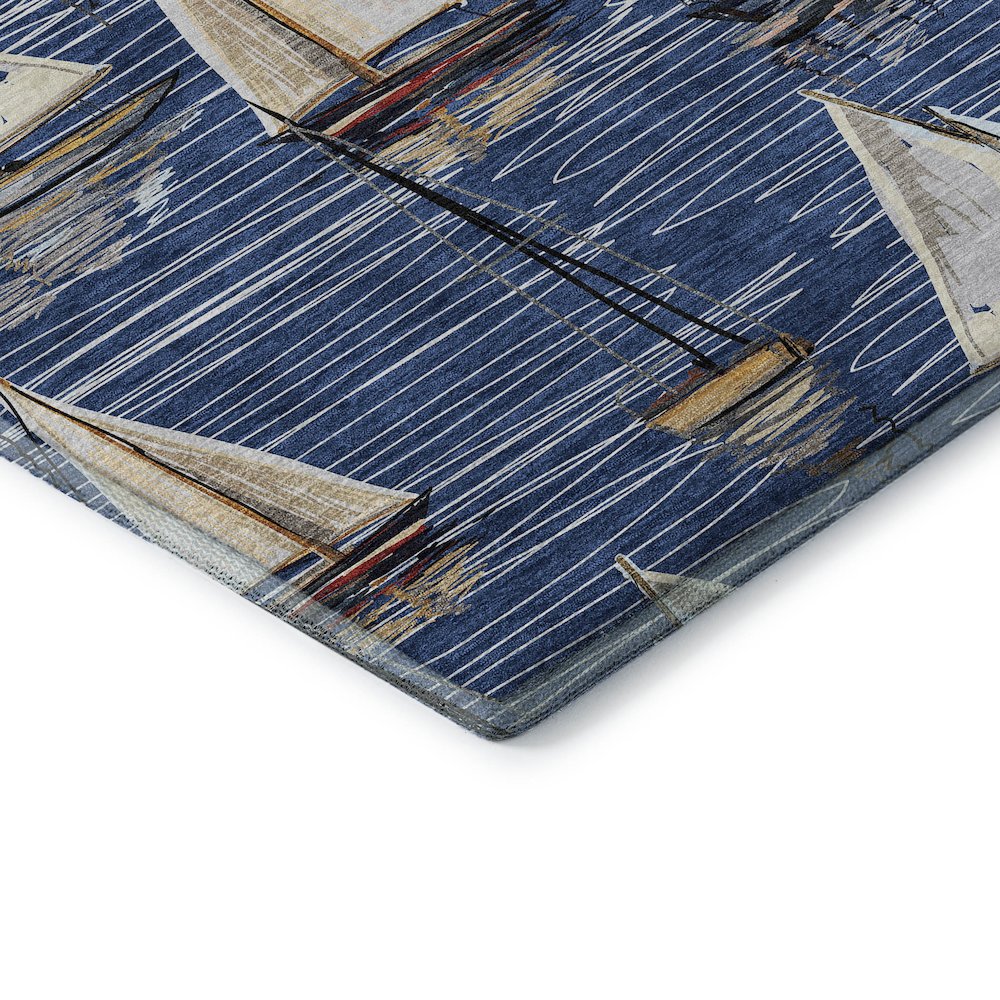 Premium Machine Washable Mayfield  Navy 3' x 5' Rug. Picture 3