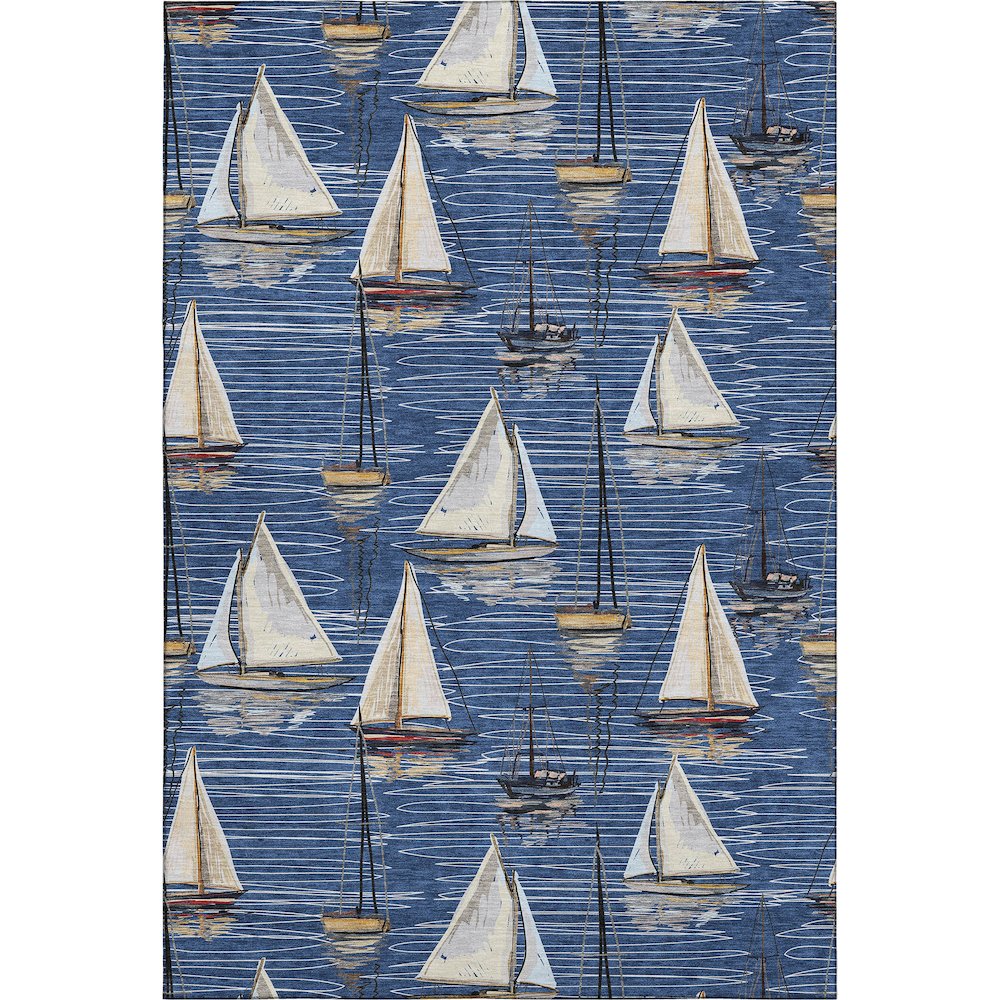 Premium Machine Washable Mayfield  Navy 8' x 10' Rug. Picture 1
