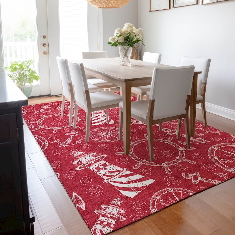 Premium Machine Washable Mayfield  Red 8' x 10' Rug. Picture 6