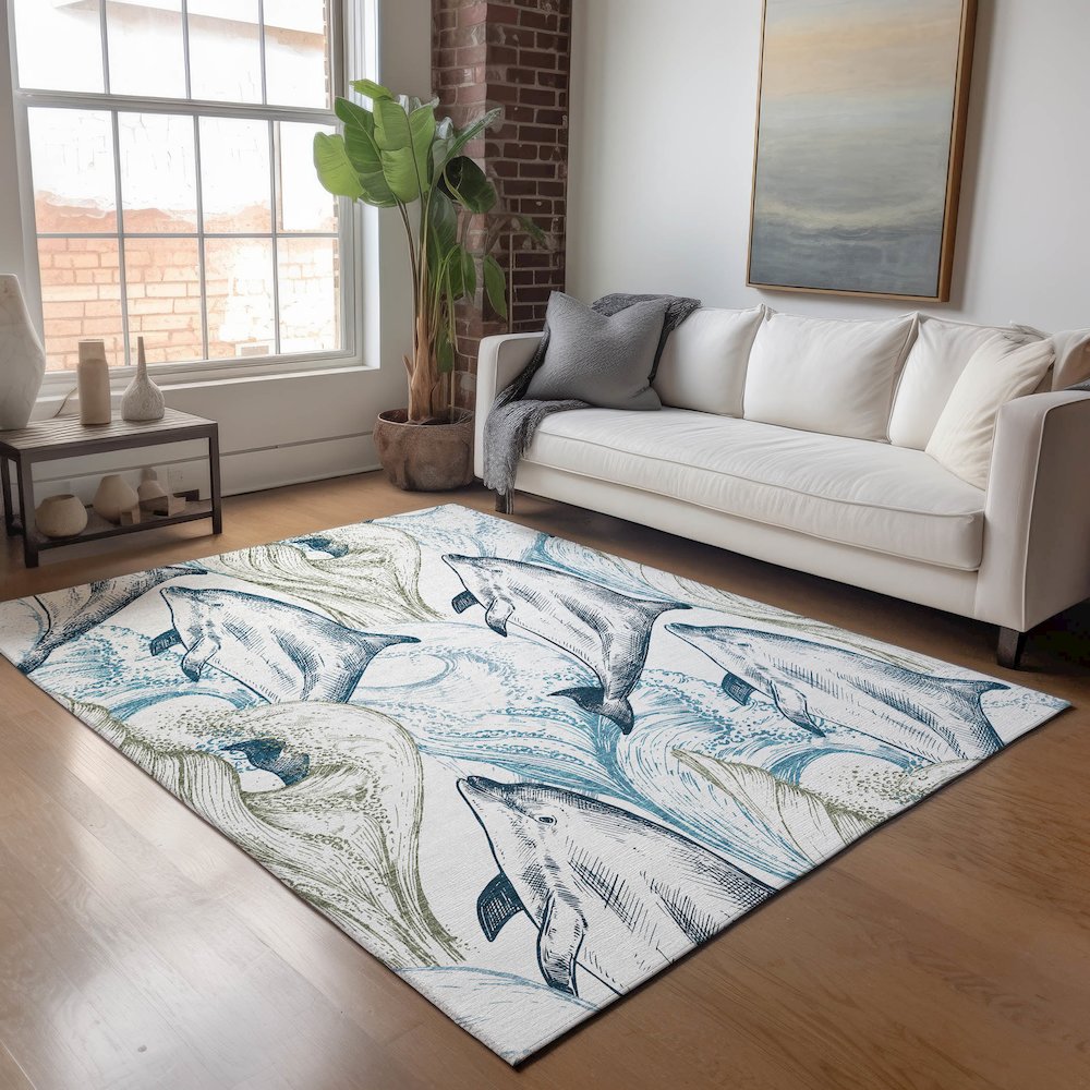 Premium Machine Washable Mayfield  Ivory 8' x 10' Rug. Picture 5