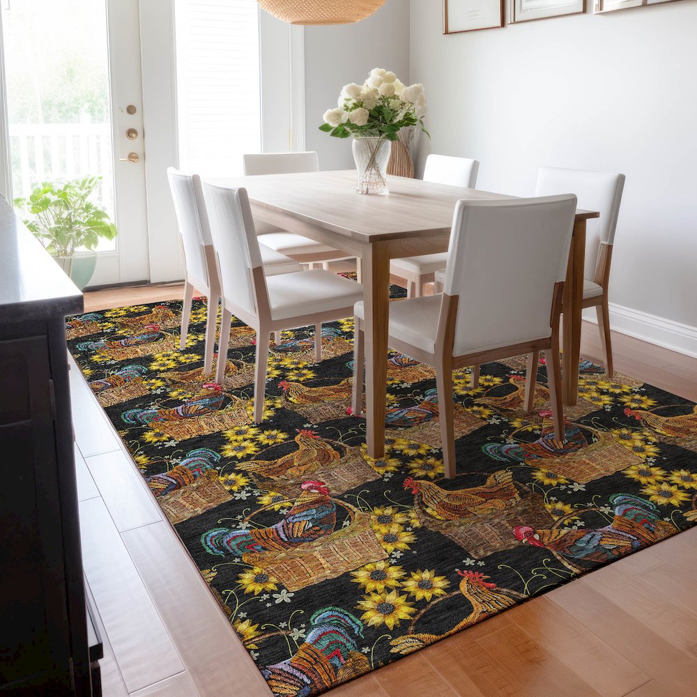 Premium Machine Washable Mayfield  Midnight 8' x 10' Rug. Picture 6