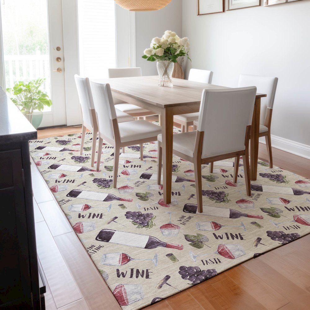 Premium Machine Washable Mayfield  Ivory 8' x 10' Rug. Picture 6
