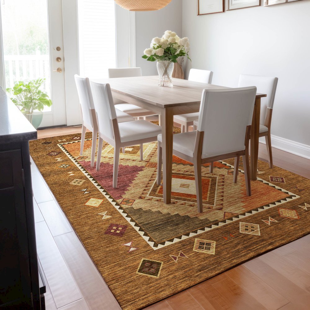 Premium Machine Washable Mayfield  Brown 8' x 10' Rug. Picture 6