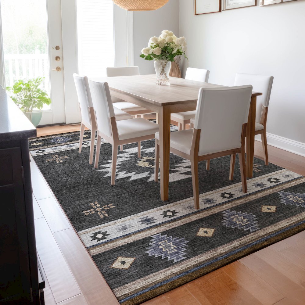Premium Machine Washable Mayfield  Midnight 8' x 10' Rug. Picture 6