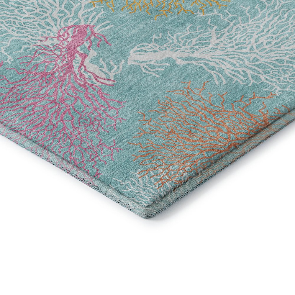 Premium Machine Washable Mayfield  Aqua 3' x 5' Rug. Picture 3
