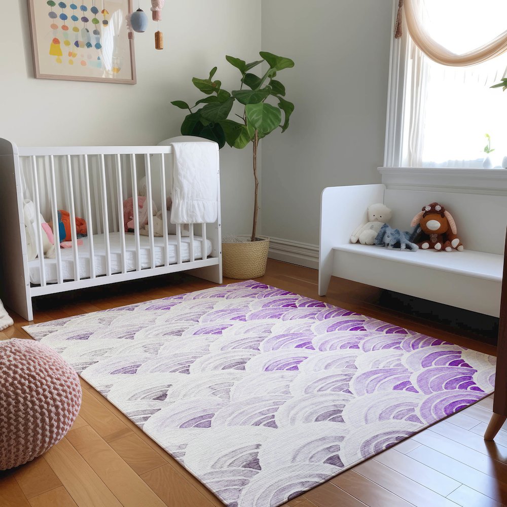 Premium Machine Washable Mayfield  Purple 8' x 10' Rug. Picture 5