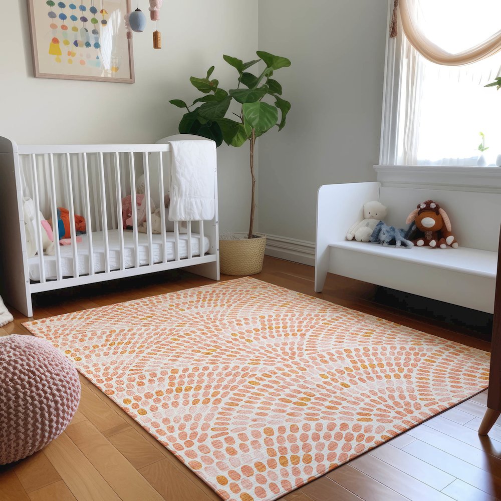 Premium Machine Washable Mayfield  Peach 8' x 10' Rug. Picture 5