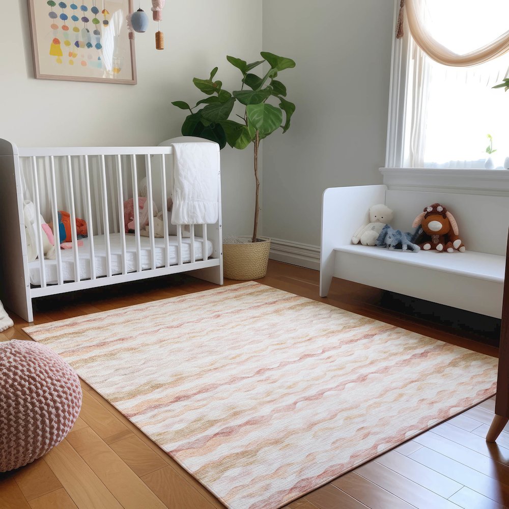 Premium Machine Washable Mayfield  Peach 8' x 10' Rug. Picture 5