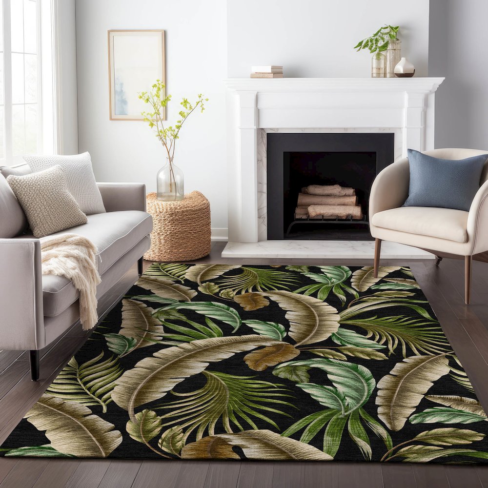 Premium Machine Washable Mayfield  Midnight 8' x 10' Rug. Picture 6