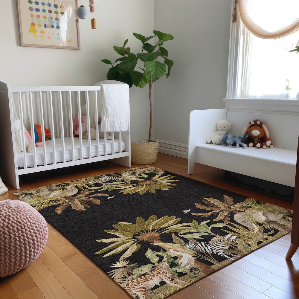 Premium Machine Washable Mayfield  Midnight 8' x 10' Rug. Picture 5