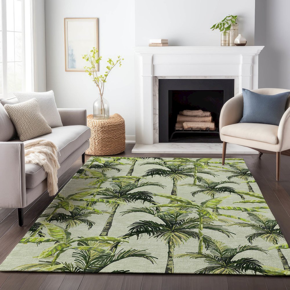 Premium Machine Washable Mayfield  Green 8' x 10' Rug. Picture 6