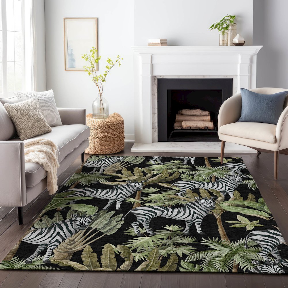Premium Machine Washable Mayfield  Midnight 8' x 10' Rug. Picture 6