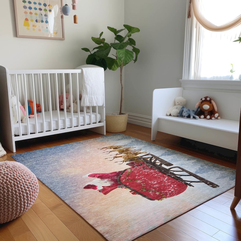 Premium Machine Washable Mayfield  Blue 8' x 10' Rug. Picture 5
