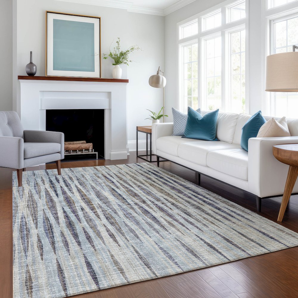 Premium Machine Washable Mayfield  Ocean 8' x 10' Rug. Picture 5