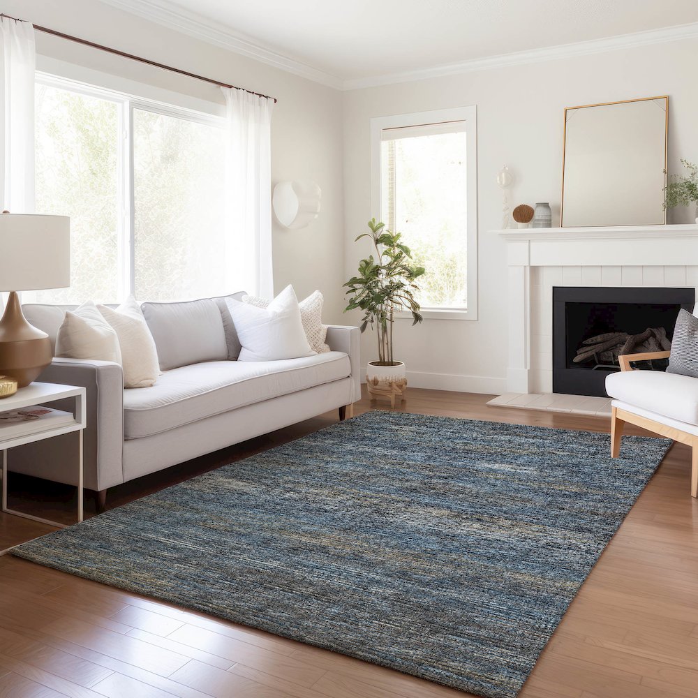 Premium Machine Washable Mayfield  Blue 8' x 10' Rug. Picture 6
