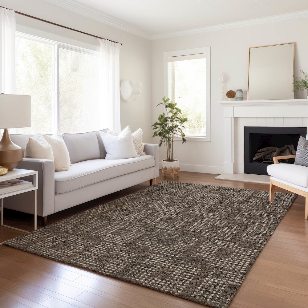 Premium Machine Washable Mayfield  Brown 8' x 10' Rug. Picture 6