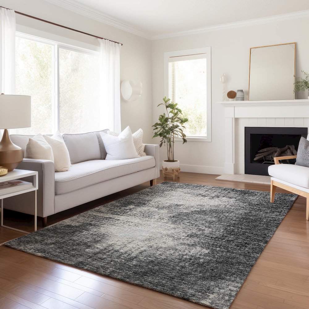 Premium Machine Washable Mayfield  Black 8' x 10' Rug. Picture 6