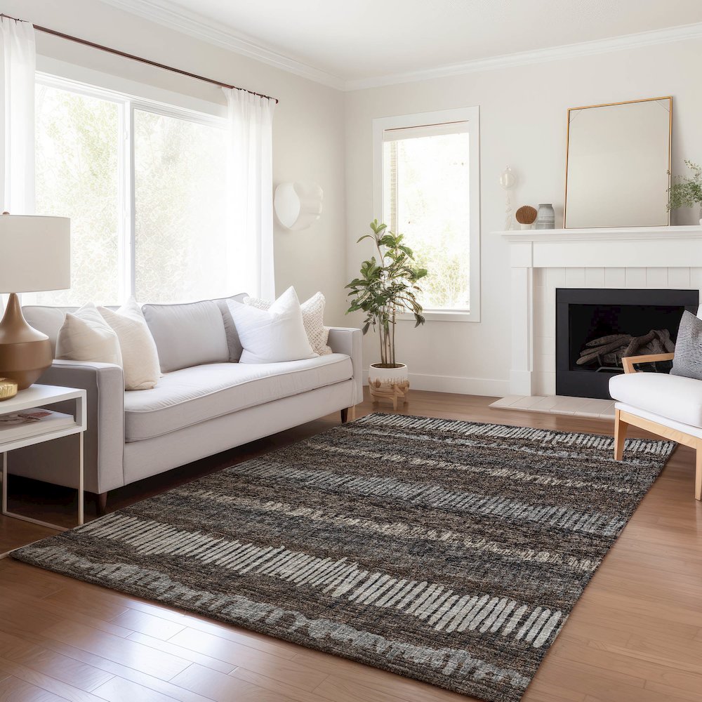 Premium Machine Washable Mayfield  Brown 8' x 10' Rug. Picture 6