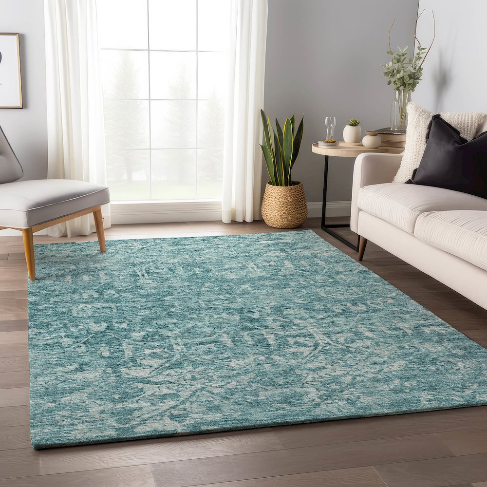 Premium Machine Washable Mayfield  Blue 8' x 10' Rug. Picture 5
