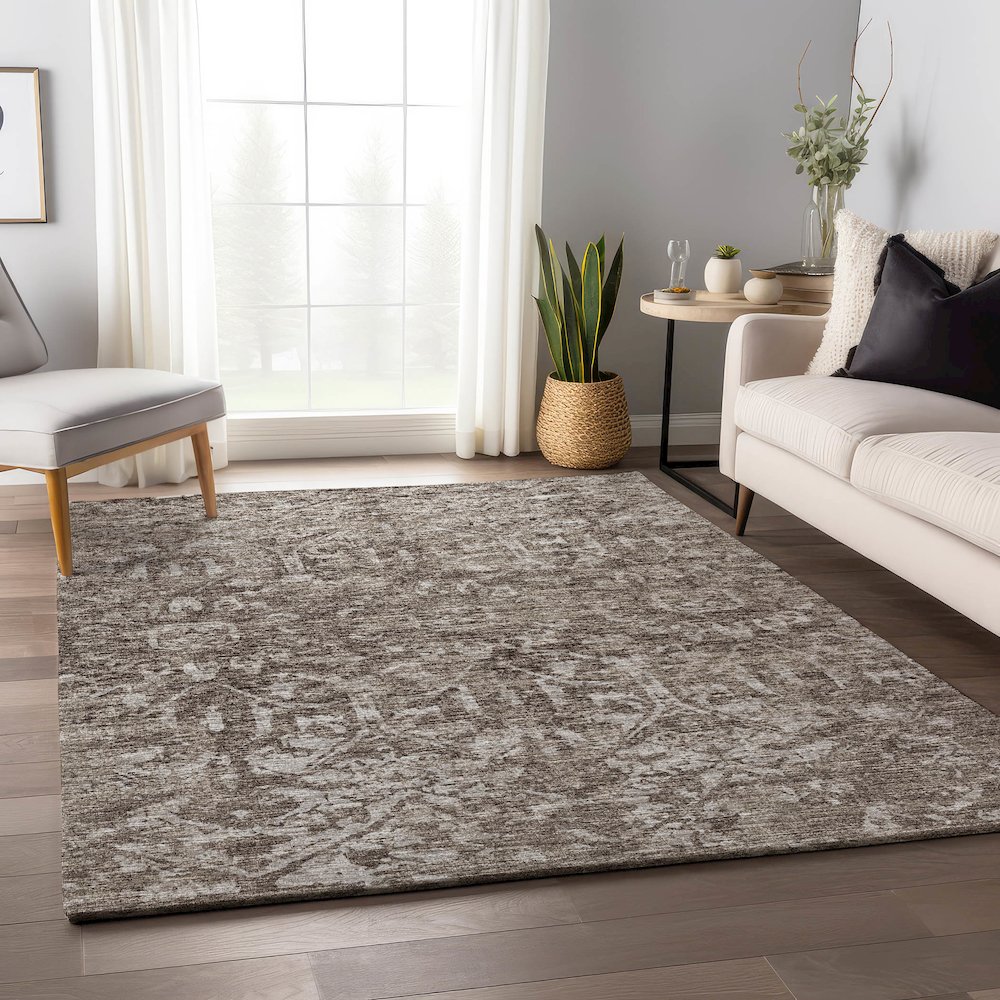 Premium Machine Washable Mayfield  Brown 8' x 10' Rug. Picture 5