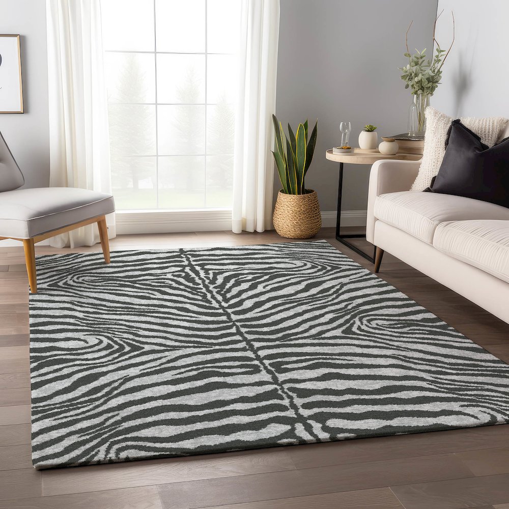 Premium Machine Washable Mayfield  Gray 8' x 10' Rug. Picture 5