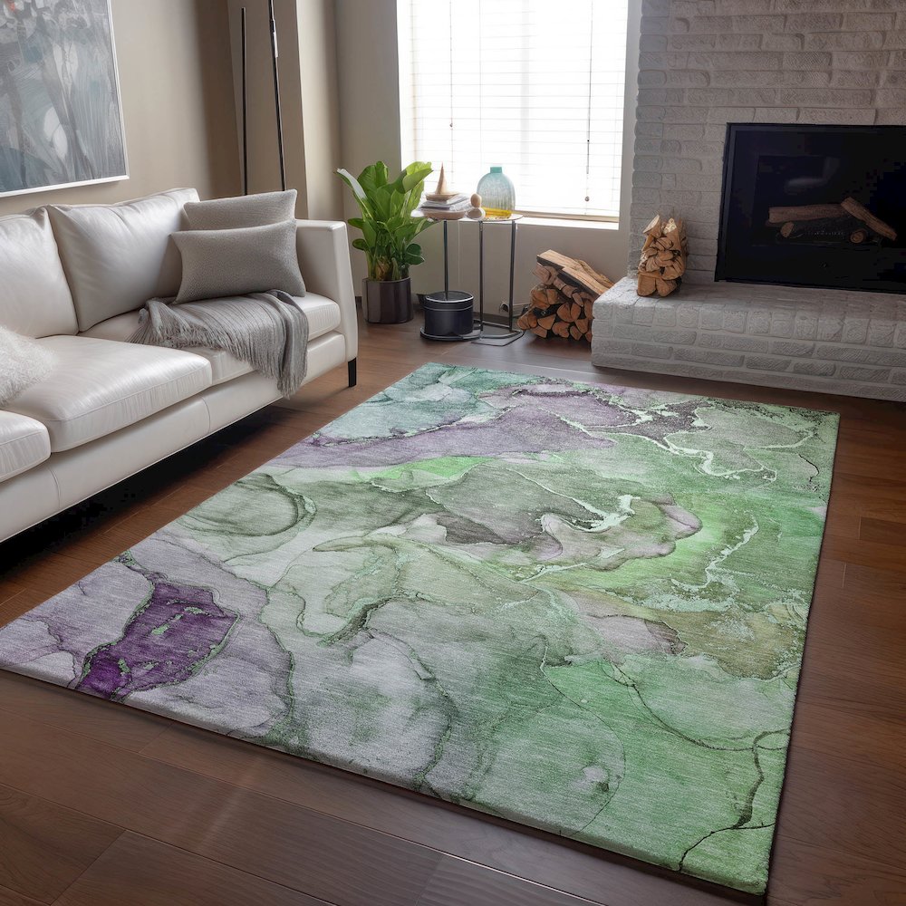 Premium Machine Washable Mayfield  Green 8' x 10' Rug. Picture 6