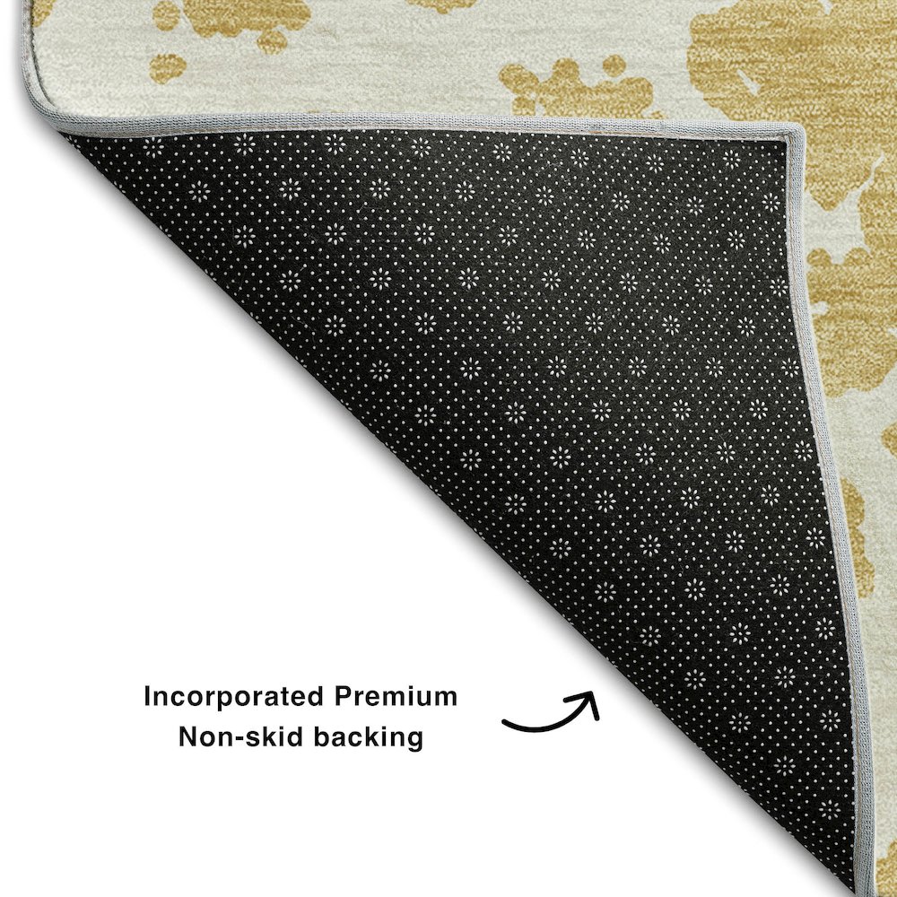 Premium Machine Washable Mayfield  Gold 3' x 5' Rug. Picture 2