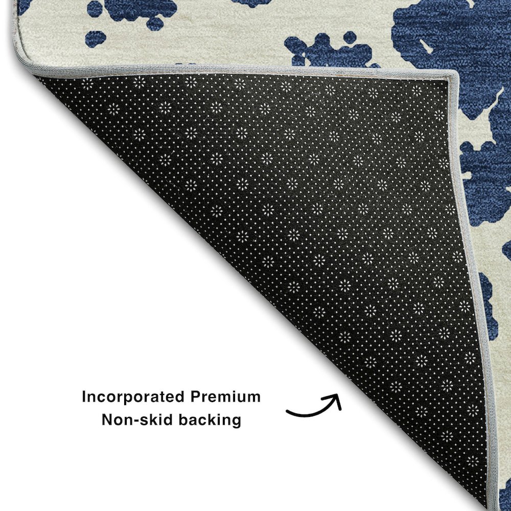 Premium Machine Washable Mayfield  Navy 3' x 5' Rug. Picture 2