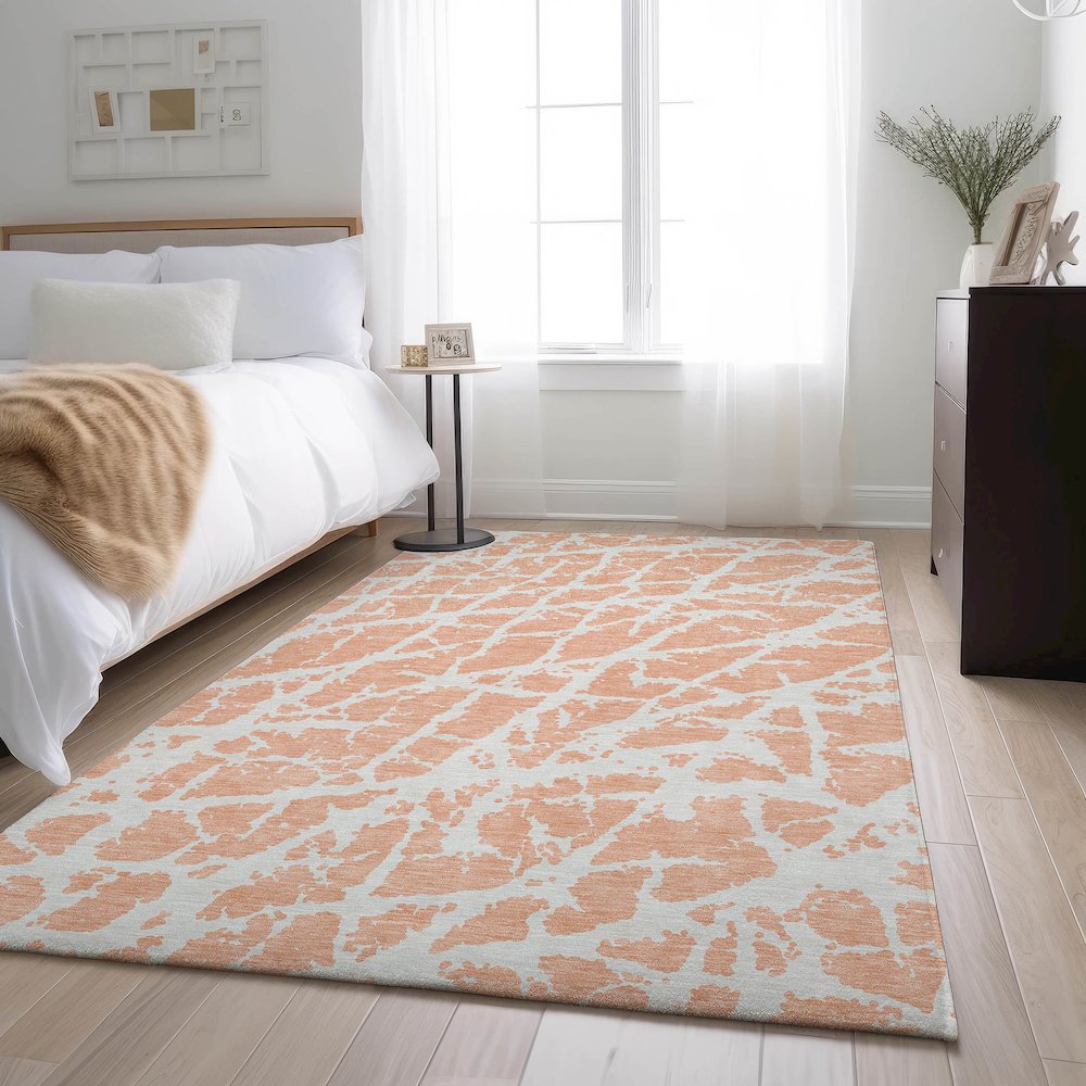 Premium Machine Washable Mayfield  Peach 8' x 10' Rug. Picture 5