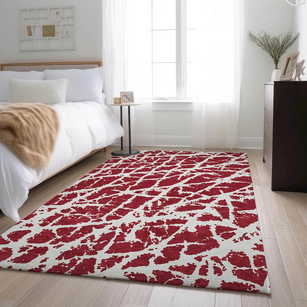 Premium Machine Washable Mayfield  Red 8' x 10' Rug. Picture 5