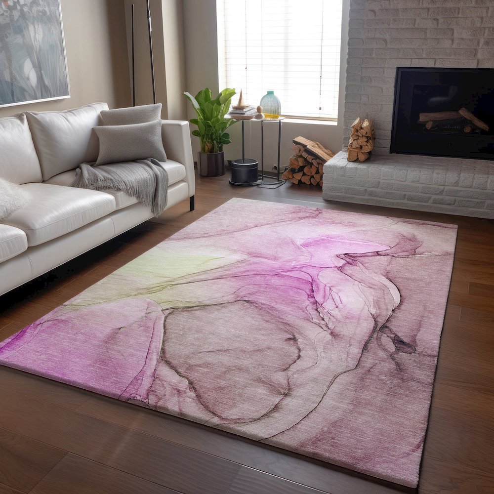 Premium Machine Washable Mayfield  Pink 8' x 10' Rug. Picture 6