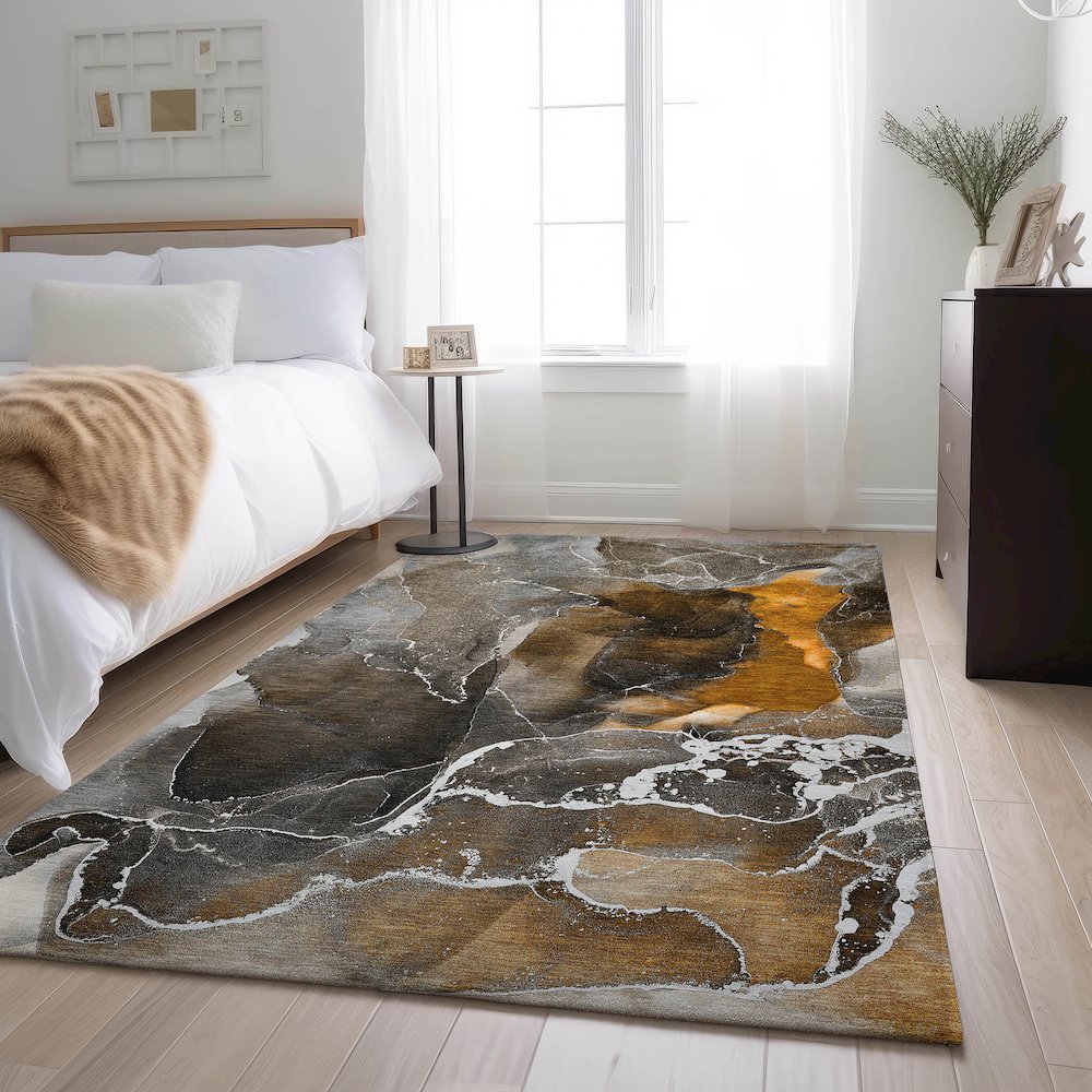 Premium Machine Washable Mayfield  Brown 8' x 10' Rug. Picture 5