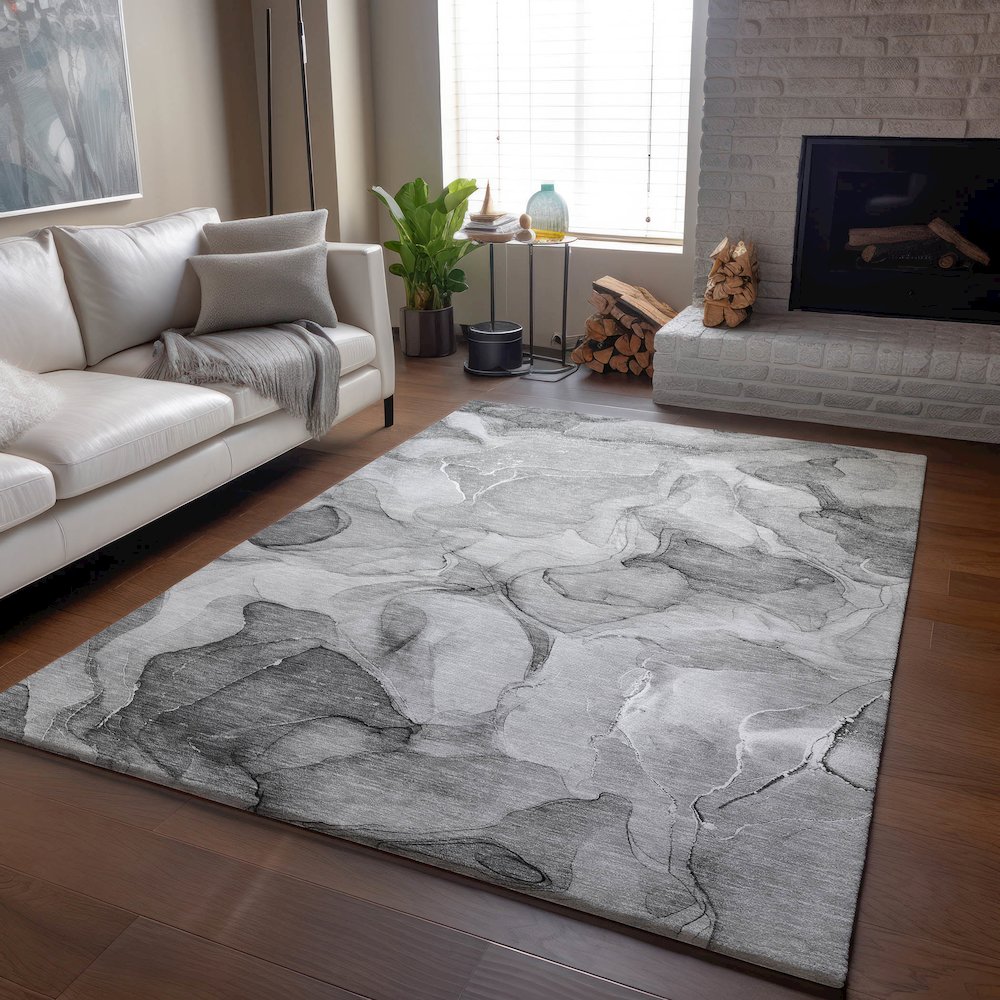 Premium Machine Washable Mayfield  Gray 8' x 10' Rug. Picture 6