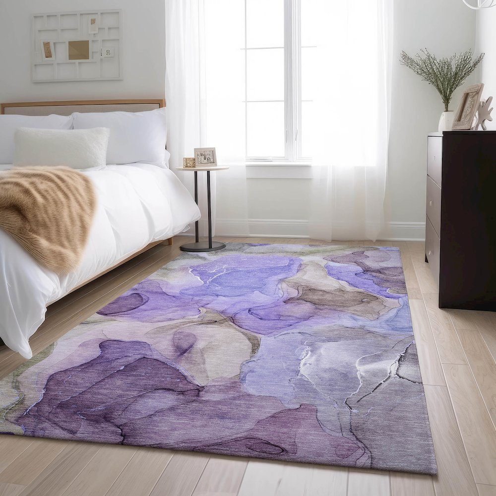 Premium Machine Washable Mayfield  Purple 8' x 10' Rug. Picture 5