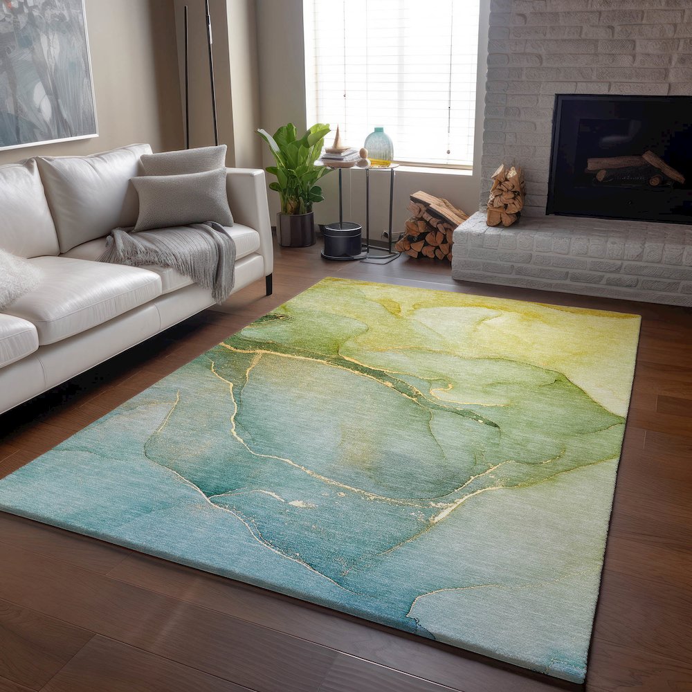 Premium Machine Washable Mayfield  Green 8' x 10' Rug. Picture 6