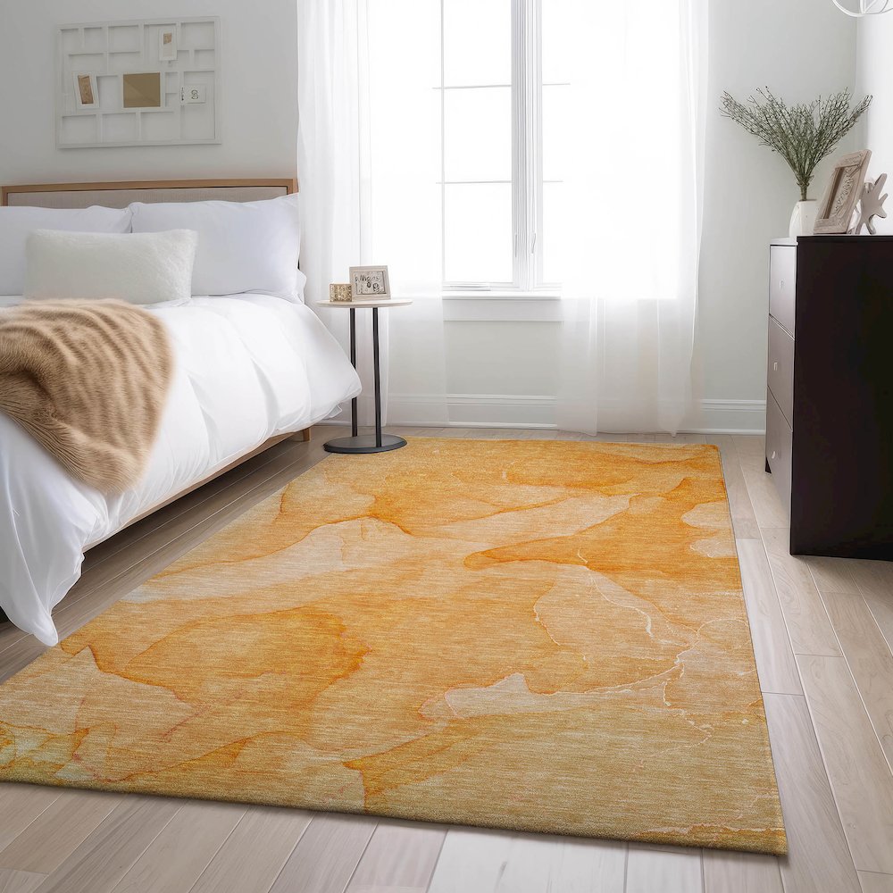 Premium Machine Washable Mayfield  Orange 8' x 10' Rug. Picture 5
