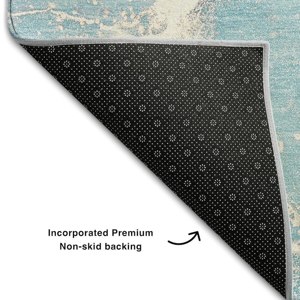 Premium Machine Washable Mayfield  Teal 3' x 5' Rug. Picture 2