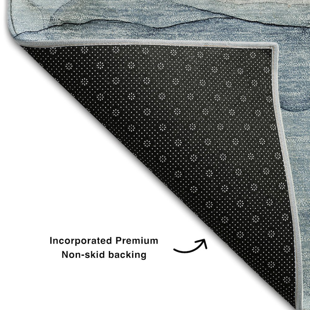Premium Machine Washable Mayfield  Blue 3' x 5' Rug. Picture 2