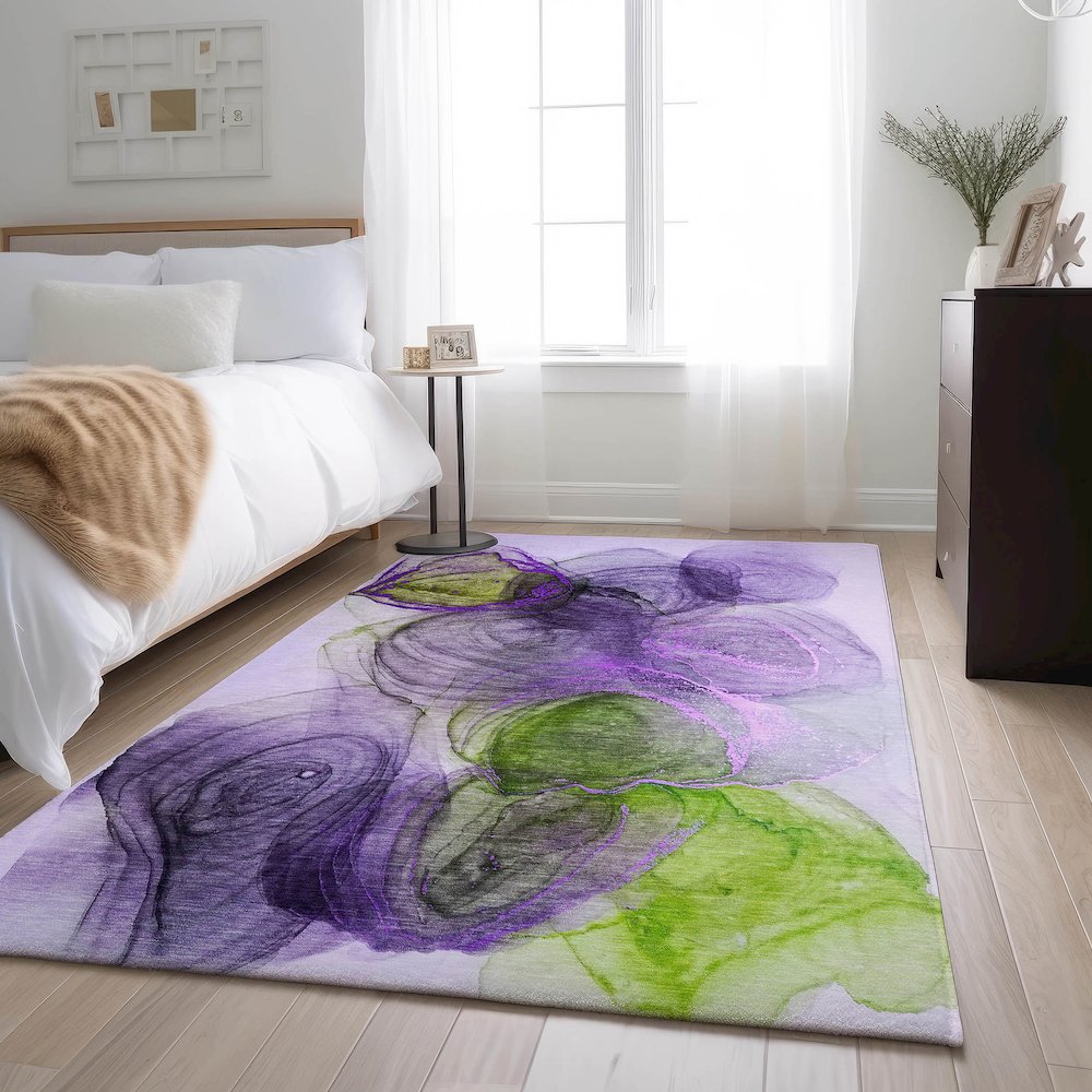 Premium Machine Washable Mayfield  Purple 8' x 10' Rug. Picture 5