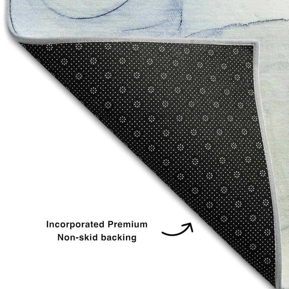 Premium Machine Washable Mayfield  Blue 3' x 5' Rug. Picture 2