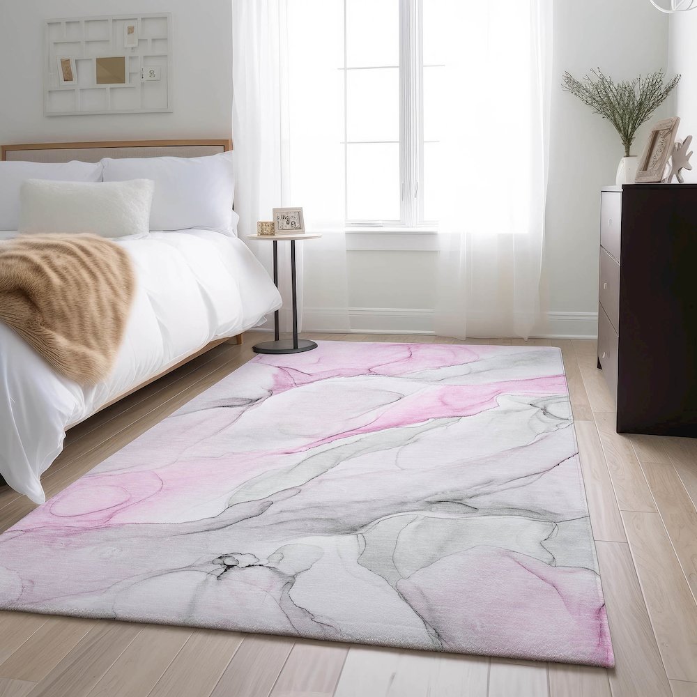 Premium Machine Washable Mayfield  Pink 8' x 10' Rug. Picture 5